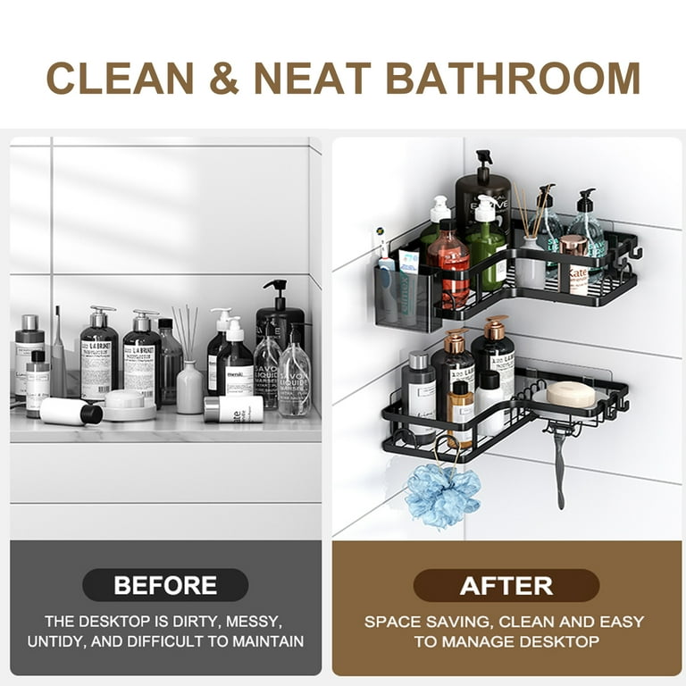 PHANCIR 5-Piece Corner Shower Caddy, Black Stainless Steel photo 4
