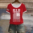 thumbnail image 3 of FUZHIQ Women's R.E.D. Remember Everyone Deployed Crewneck T-Shirt Patriotic American Flag Star Print Contrast Short Sleeve Casual Graphic Tee for RED Friday Military Support,M, 3 of 4