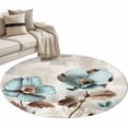 thumbnail image 2 of Tulip Flower Round Area Rug 3.3 FT, Non Slip Small Entryway Kitchen Mat, Teal Brown Vintage Floral Plant Botanical Washable Soft Circular Rug Non-Shedding Door Mat for Bathroom Playroom Kids Room, 2 of 9