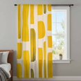 thumbnail image 4 of Yellow Black Sheer Curtains 63 Inches Long, Modernism Moire Contemporary Abstract Light Filering Curtains, Breathable Simi Curtain Privacy Drapes for Living Room Bedroom Lightweight Window Treatment, 4 of 9