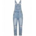 thumbnail image 7 of SAWOBUUN Women Ripped Denim Bib Overalls Casual Loose Fit Adjustable Strap Jeans Pants Jumpsuits, 7 of 7