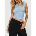 thumbnail image 2 of Faithtur Women's Slim Tank Tops One Shoulder Off Sleeveless Ruched Tight Fitted Asymmetrical Neck Solid Color Crop Tee Vest Tops, 2 of 9