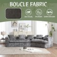 thumbnail image 4 of 3 Seater Boucle Sofa for Living Room, Oversized Comfy Loveseat Sofa with Memory Foam & Rounded Arc Design, L Shape Cloud Thicken Couch Sofa with 5 Throw Pillows for Apartment, Office, Gray, 4 of 7