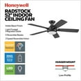 thumbnail image 3 of Honeywell Radstock 52" Ceiling Fan w/ Remote, & Reversible Blades, Matte Black, 3 of 7