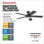 Honeywell Radstock 52 Ceiling Fan w/ Remote, Reversible Blades, Matte Black