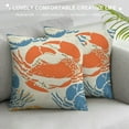 thumbnail image 3 of Applique Crab with Print Coral Coastal Poly Filled Decorative Pillow,  Sea Shell, 3 of 5