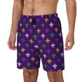 thumbnail image 2 of Uemuo Purple Mardi Gras Pattern Mens Swim Trunks Quick Dry Board Shorts with Mesh Lining, Stretch Beach Shorts Quick Dry No-Chafing Board Shorts-XX-Large, 2 of 9