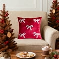thumbnail image 4 of Velvet Sofa Cushion Cover with Bows - Christmas Throw Pillowcase, Soft Decorative Cover for Living Room Couch, 4 of 6