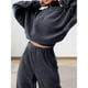thumbnail image 5 of Conjunto de Dos Piezas para Mujer: Sudadera de Forro con Media Cremallera y Pantalón Deportivo Holgado con Bolsillos Gris L, 5 of 7
