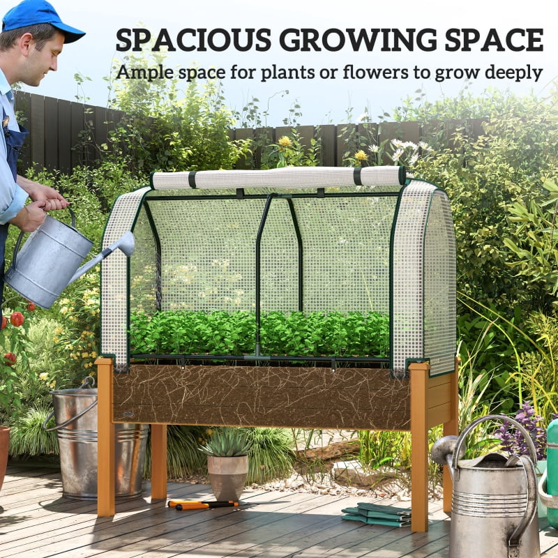 Alvantor 48"x22"x46" Sand Raised Garden Bed with PE Cover, Elevated Planter Box, Outdoor Greenhouse