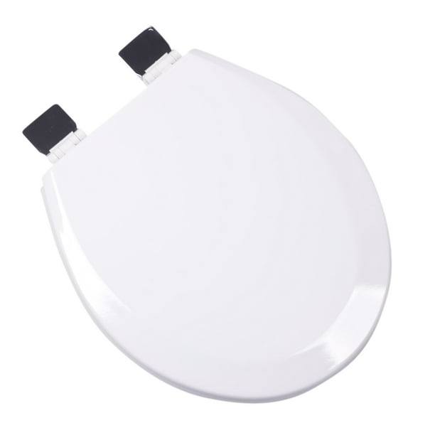 BathDecor Premium White Molded Round Front Wood Toilet Seat with