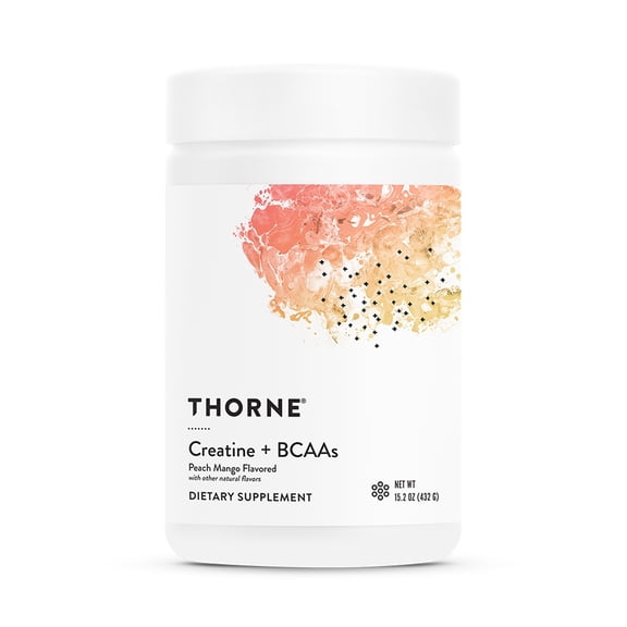 THORNE Creatine BCAAs - Micronized Creatine Monohydrate BCAA Powder - Support for Muscles, Exercise Endurance & Recovery* - For Women & Men - Peach Mango - NSF Certified for Sport - 30 Servings