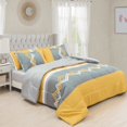 thumbnail image 1 of Marina Decoration Ultra Soft Luxury Fluffy Goose Down Alternative Bed in a Bag Rich Printed Comforter Set Includes Sheet Set, Modern Stripes Geometric Pattern, 1 of 4