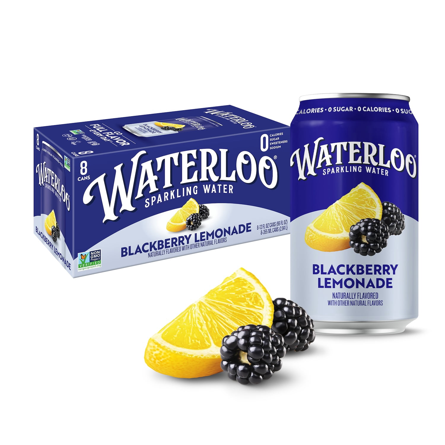 (3 pack) Waterloo Sparkling Water, Blackberry Lemonade, 12 fl oz, 8 Pack Cans
