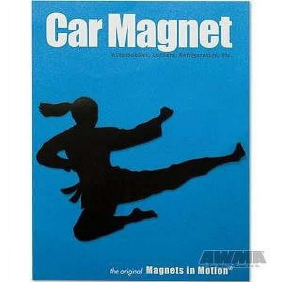 Martial Arts Magnet - Female Flying Side Kick Black