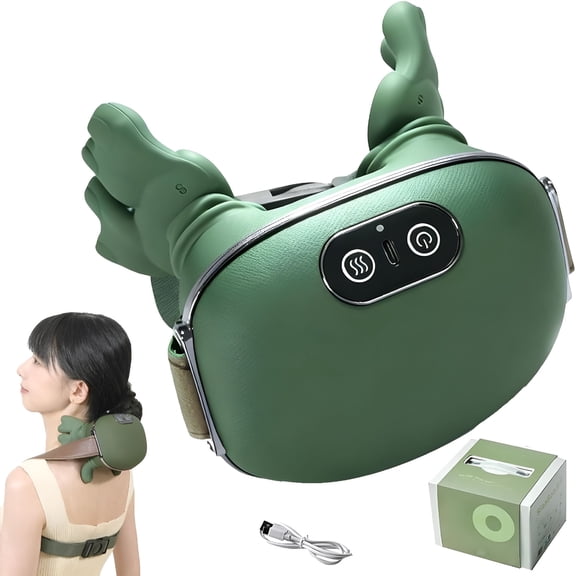XIRQI Bionic Heated Massager,Portable Shiatsu Neck and Back Massager,Electric Deep Tissue 4D Kneading Massage,Simulated Human Hand Design for Pain Relief and Muscle Relax (Green)