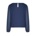 thumbnail image 3 of Timegard Womens Tops Chiffon Puff Long Sleeve Crewneck Ruched Back Button Tee Shirts Casual Loose Tops, 3 of 4
