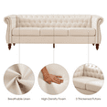 thumbnail image 5 of Homfa 3 Seater Linen Fabric Sofa for Living Room, 84" Chesterfield Upholstered Button Couch with Nailhead Accent Scrolled Armrest, Beige, 5 of 9