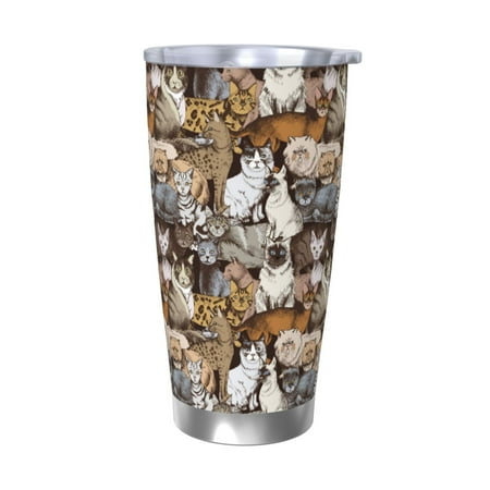 

KLL Cut Cats Print 40oz Stainless Steel Insulated Car Cup with Spillproof Lid - Keep Your Drink Hot or Cold on the Go-Without Straw