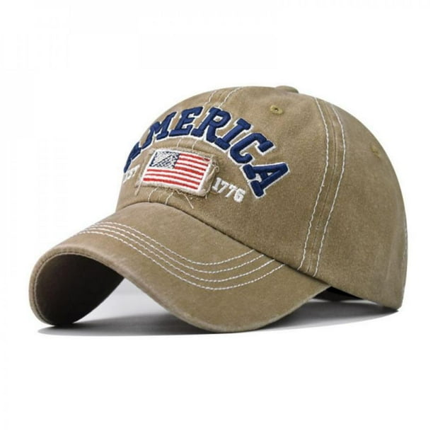 MANMESH HATT Women's American Flag Baseball Cap - Ponytail Hole, Adjustable, Distressed Washed Look