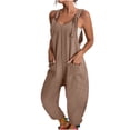 thumbnail image 5 of UDAUDU Womens Rompers Casual Dressy Jumpsuits Loose Fit Sleeveless Baggy Harem Pants Romper Jumpers Summer Outfits Camel S, 5 of 7