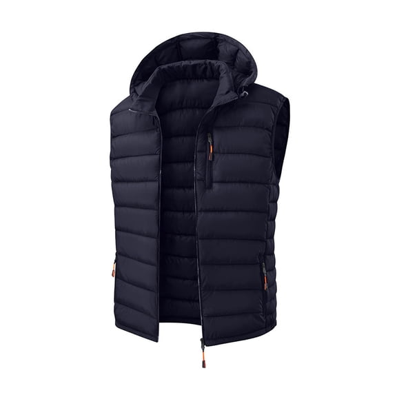 USNSM (3XL-5XL) Big and Tall Men's Sleeveless Lightweight Quilted Puffer Down Winter Hooded Down Cotton Vest Casual Vest Loose Coat Blue XXXXXL