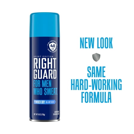 Right Guard Sport Antiperspirant & Deodorant for Men, 48-Hour Protection Spray, Powder Dry, 6 oz.