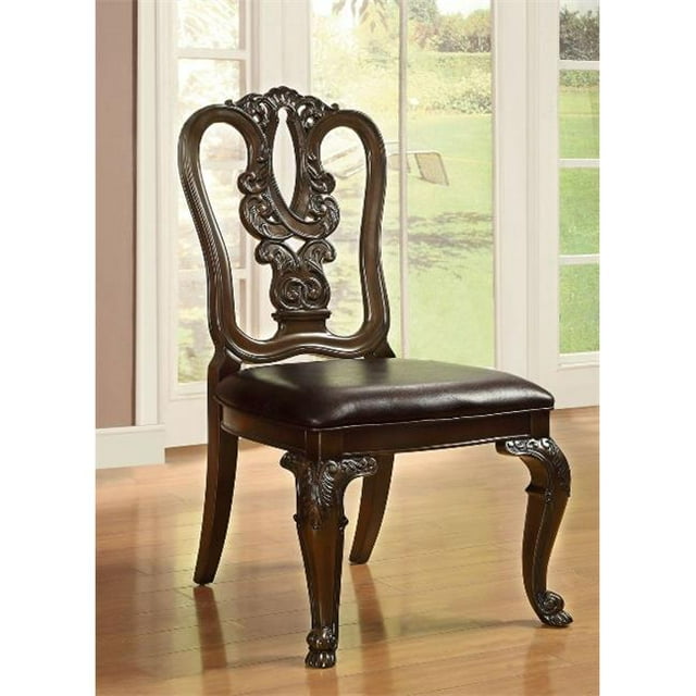 Furniture Of America IDF-3319W-SC Woden Side Chair, 2 Pack - Brown Cherry