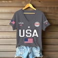thumbnail image 2 of MEICHEN Usa Flag Print 250th Anniversary V Neck T Shirt Top Ladies' Short Sleeve Patriotic Graphic Tee Summer Casual Blouse, 2 of 5