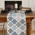 thumbnail image 2 of Table Runner Dresser Scarves 72 Inch Long, Moroccan Geometric Quatrefoil Plaid Linen Dining Table Runners Blue Grey Tile Lattice on Linen Tabletop Scarf for Wedding Holiday Party Kitchen, 2 of 7