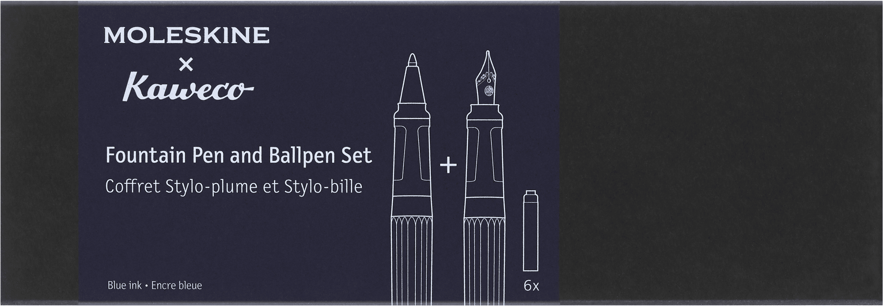 Moleskine Kaweco Ballpoint & Fountain Pen Set, Blue, Medium Point and Medium Nib (1.0 mm), Blue ink