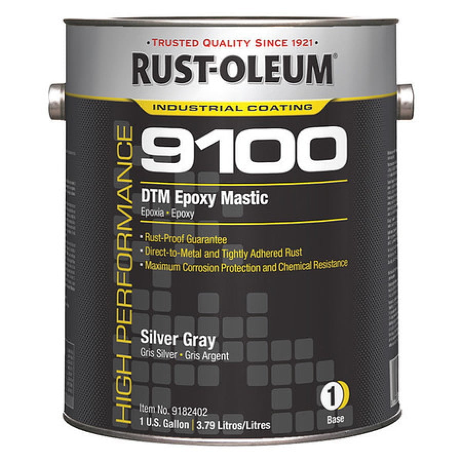 RUSTOLEUM 9182402 Epoxy Mastic Coating, Silver Gray, Semigloss, 1 gal, 125 to 200 sq ft/gal