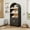 black, variant on Industrial 71" Tall Arched Bookcase, Modern 5 Tier Bookshelf Mid Century Arched Display Storage Cabinet with Fluted Doors Open Display Shelves for Office Dining Living Room