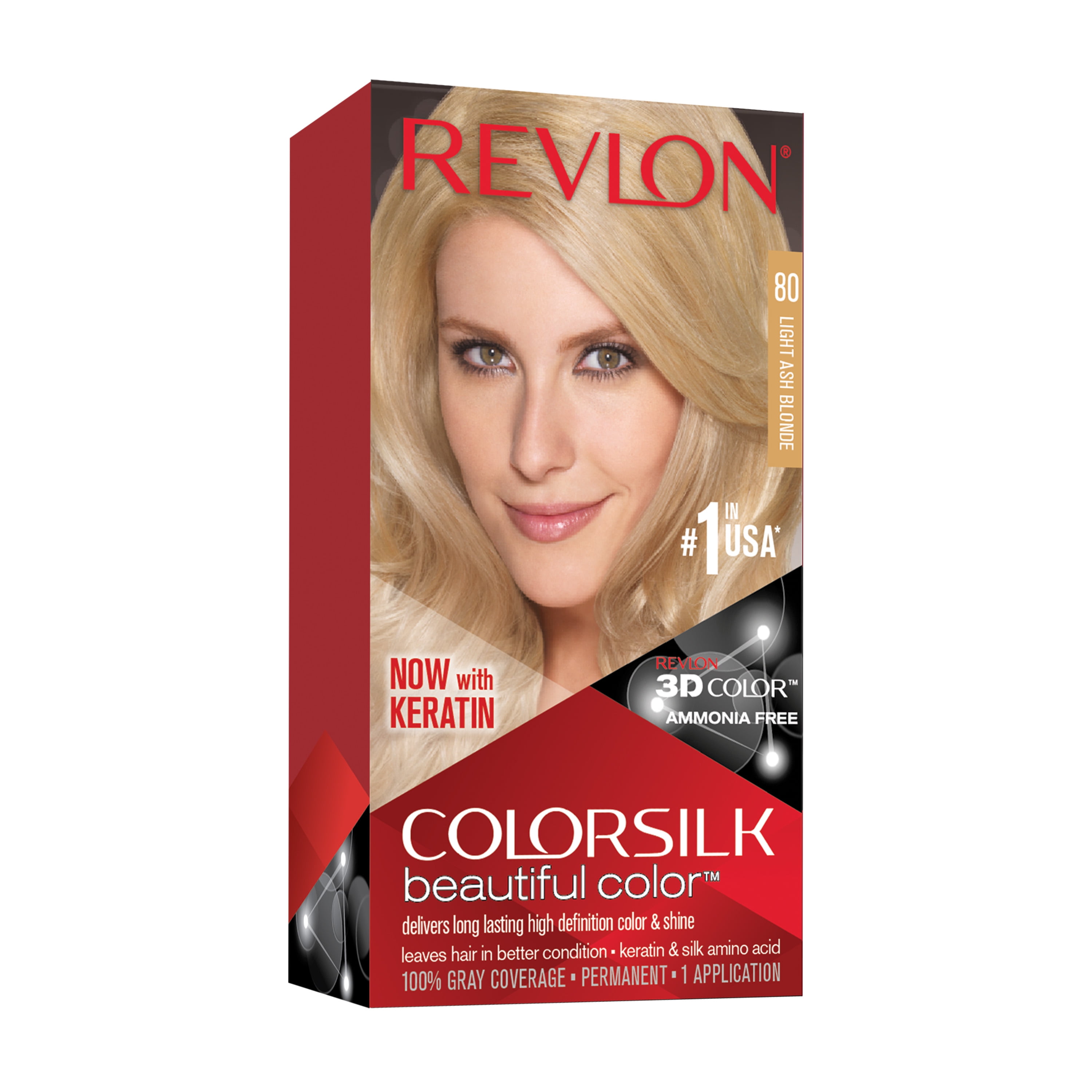 Revlon ColorSilk Beautiful Color Permanent Hair Color, 80 Light Ash Blonde,  1 count - Walmart.com