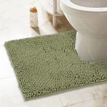 ITSOFT Luxury Bathroom Mats, Non-Slip Chenille Bathmat, Ultra Absorbent, U-Shaped, Sage Green