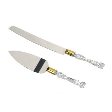 Craft and Party- Wedding Cake Knife Server Set Silver or Gold