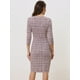 thumbnail image 3 of Vestido de Trabajo Elegante para Mujer Vestido Ajustado de Tela de Cuadros de Manga 3/4 Rosa L, 3 of 6