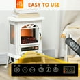 thumbnail image 5 of HOMCOM 23" Electric Infrared Fireplace Stove, Freestanding Fireplace Heater with Realistic Flame, Adjustable Temperature, Timer, Remote Control, White, 5 of 9