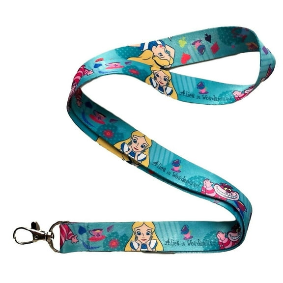 Alice in Wonderland With Cheshire Cat Lanyard Keychain ID Holder