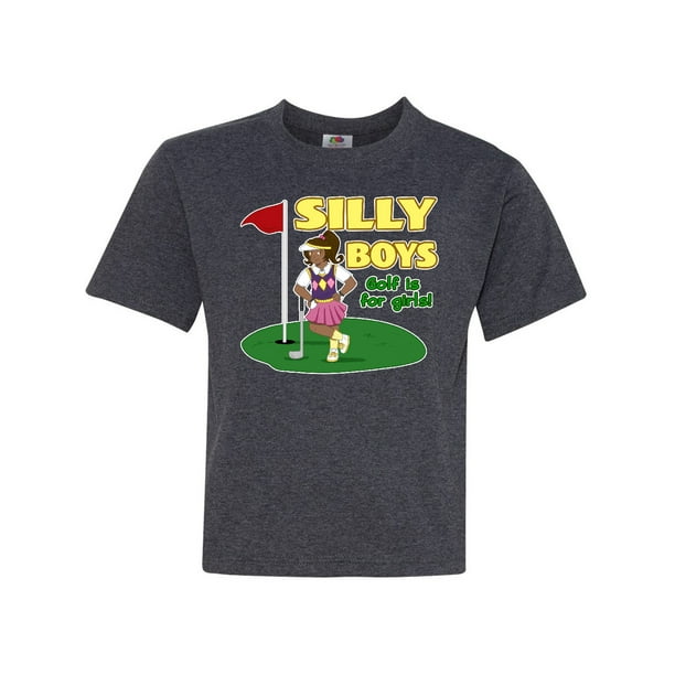 Silly Boys Golf is for Girls with Dark Haired Golfer Youth TShirt