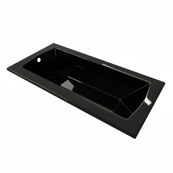 Pemberly Row 72X36 Contemporary Rectangular Acrylic Drop-In Bath tub in Black