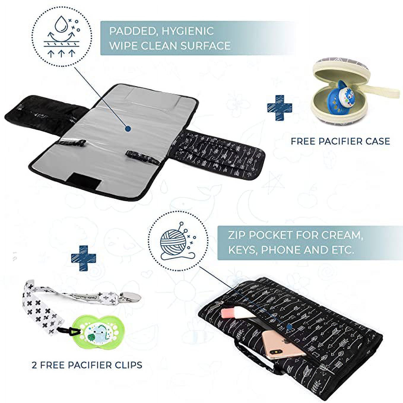 Dodo Babies Portable Diaper Changing Pad Set Portable Waterproof