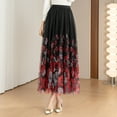 thumbnail image 3 of Aayomet Plus Size Skirts for Women Elastic High Waist Pattern Three Layer Mesh Large Swing Skirt (Red, S), 3 of 5