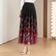 thumbnail image 3 of Gibobby faldas largas de verano para mujer, falda elástica de cintura alta con patrón de malla de capas, falda grande con vuelo(Rojo, M), 3 of 5