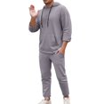 thumbnail image 4 of DHFJKG Mens 2 Piece Sweatsuit Hoodie Lightweight Long Sleeve Solid Color Pullover Loose Fit Pants Casual Wear Versatile Outfit, 4 of 9