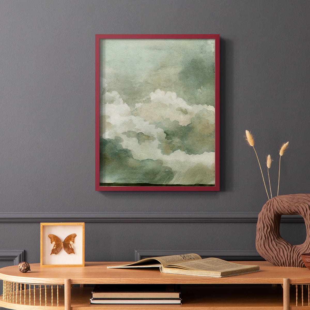 Coming Rain II Framed Print in Red Solid Wood Framed Print No Nail Hanging