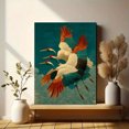 thumbnail image 6 of Antique Flying Crane Canvas Print, Japanese Green Bird Boho Art, Minimal Traditional Bedroom Wall Decor, 6 of 8