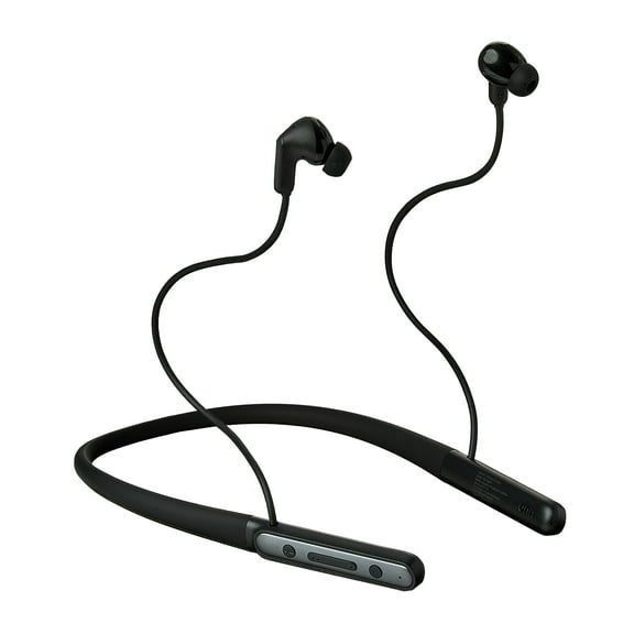 onn Bluetooth Wireless Neckband Earphones with Active Noise Canceling, Black