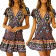 thumbnail image 4 of Coofit Robe pour Femme à Col en V à Manches Courtes Robe de Plage Robe Ample Robe Courte pour l'Été, 4 of 10