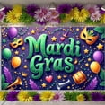 thumbnail image 3 of Colorful Design Mardi Gras Banner Masquerade Masks Carnival Display Festive Balloons Golden Stars Festive Backdrop for Carnival Party Festive Celebration Masquerade Event, 3 of 9